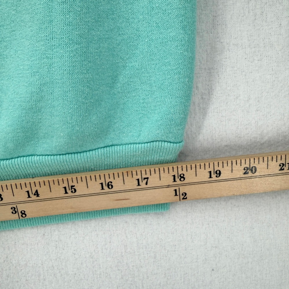 VINTAGE DISNEY Sweatshirt Large Teal Mickey Mouse Castle Balloons Crew Tultex - Picture 10 of 15